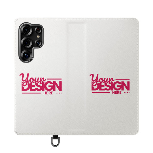 Customizable Flip Phone Wallet Case – ‘Your Design Here’ Folio Cover with Card Holder, Personalized Phone Case for Samsung