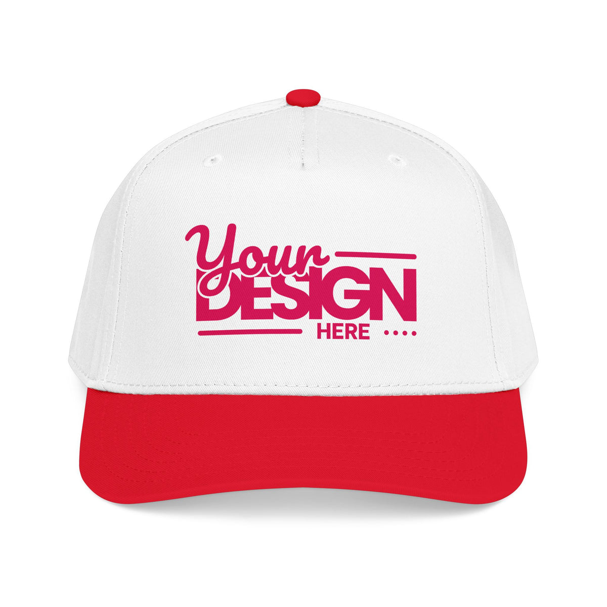Custom Structured Baseball Cap – Personalized 5-Panel Snapback with Embroidered or Printed Design, Mid-Profile Custom Logo Ha