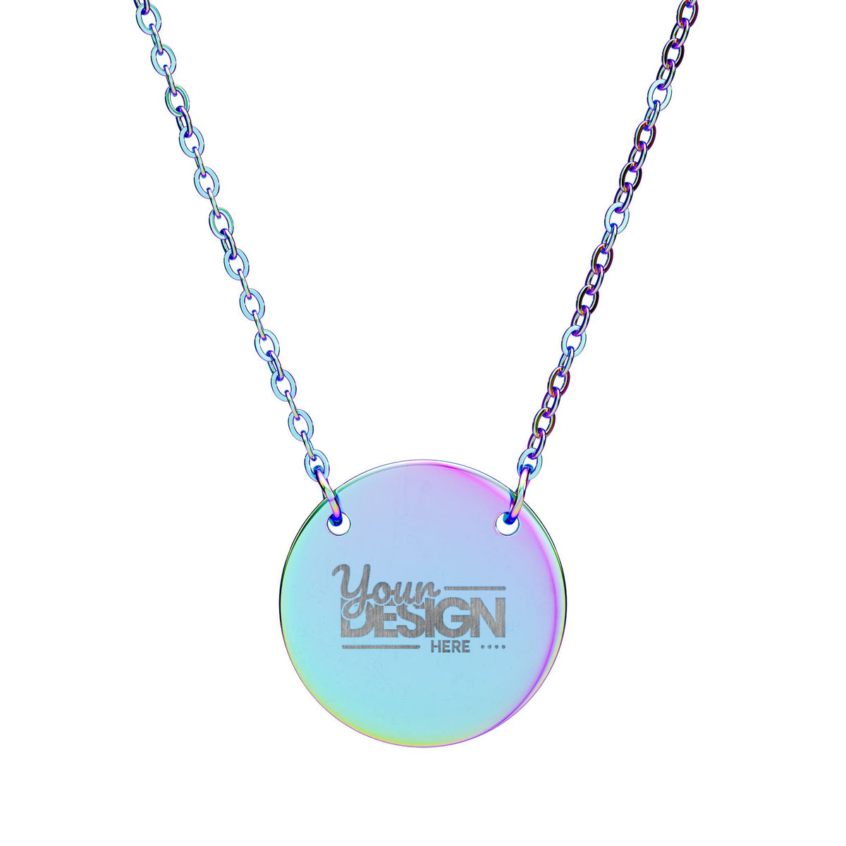 Engravable Circle Necklace With Personalized Disc Pendant Gift by Printify