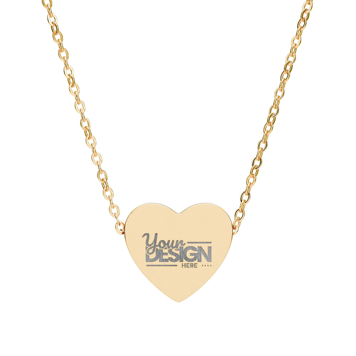 Engravable Heart Necklace Personalized Name Pendant Stainless Steel by Printify