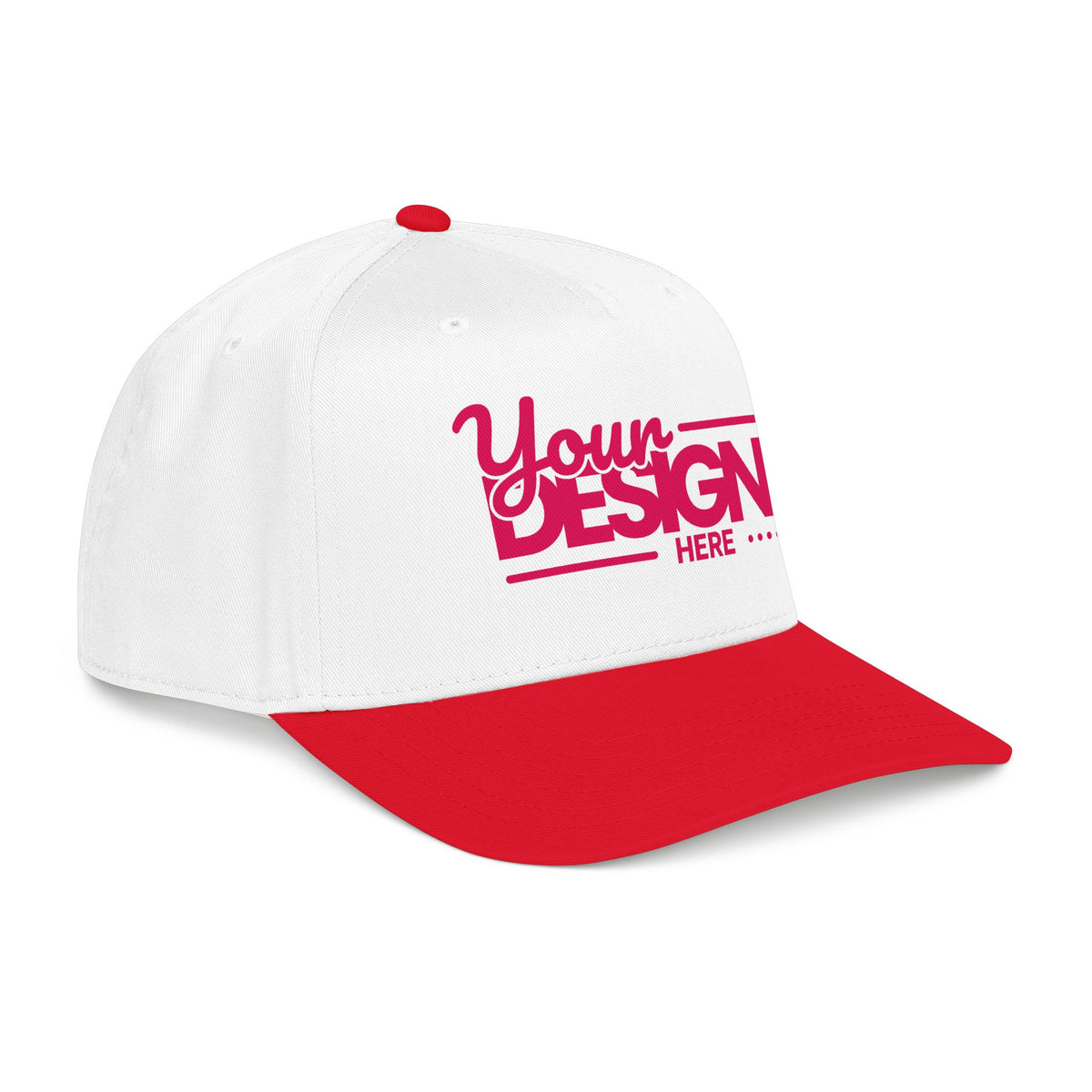 Custom Structured Baseball Cap – Personalized 5-Panel Snapback with Embroidered or Printed Design, Mid-Profile Custom Logo Ha