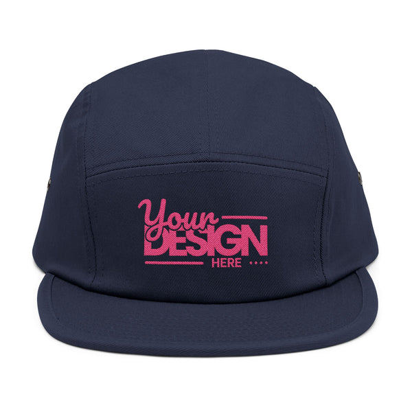 Custom Five-Panel Hat – Personalized Embroidered Cotton Cap, Low-Profile Streetwear Strapback with Front & Back Logo Design