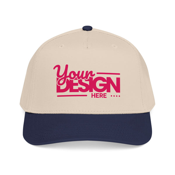 Custom Structured Baseball Cap – Personalized 5-Panel Snapback with Embroidered or Printed Design, Mid-Profile Custom Logo Ha