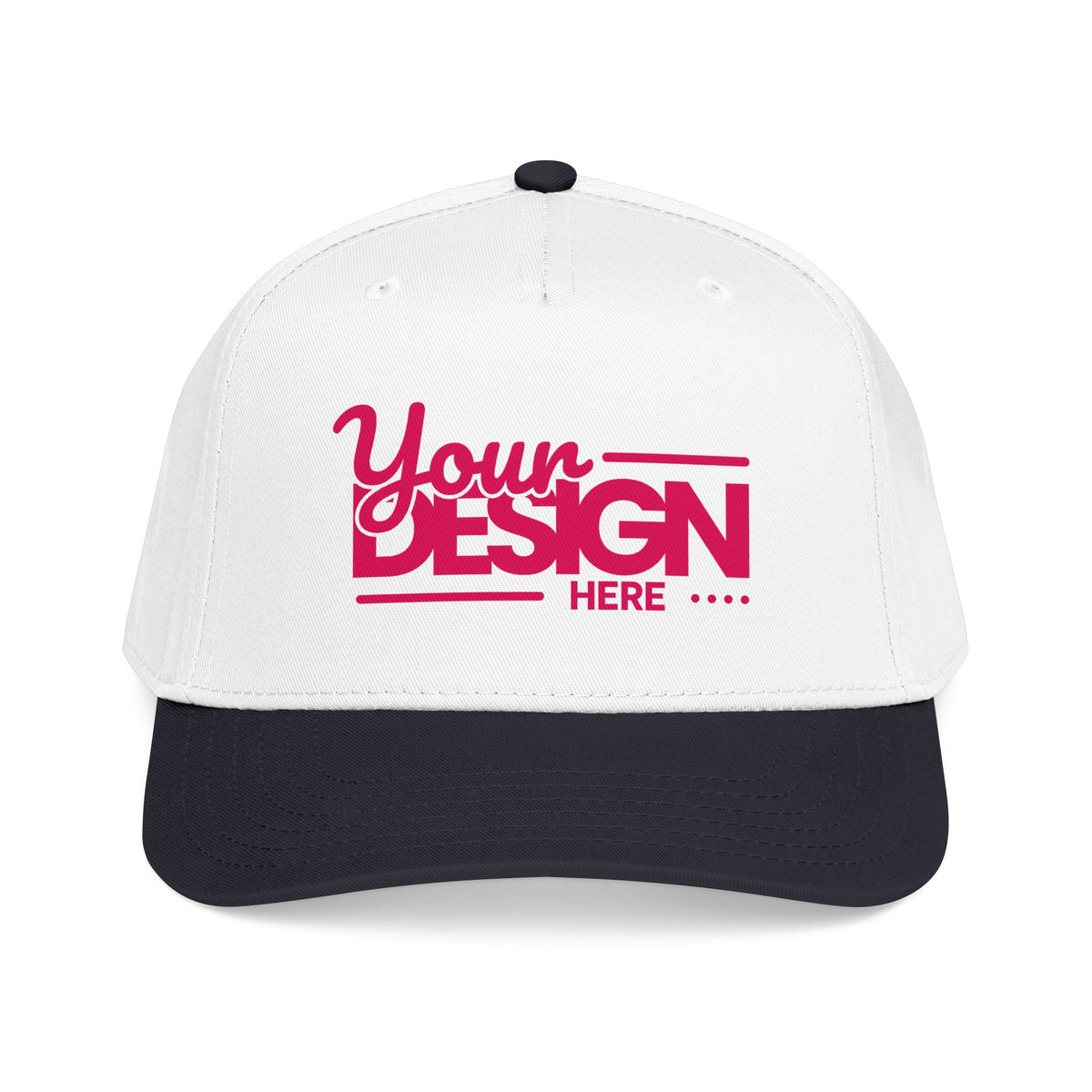 Custom Structured Baseball Cap – Personalized 5-Panel Snapback with Embroidered or Printed Design, Mid-Profile Custom Logo Ha