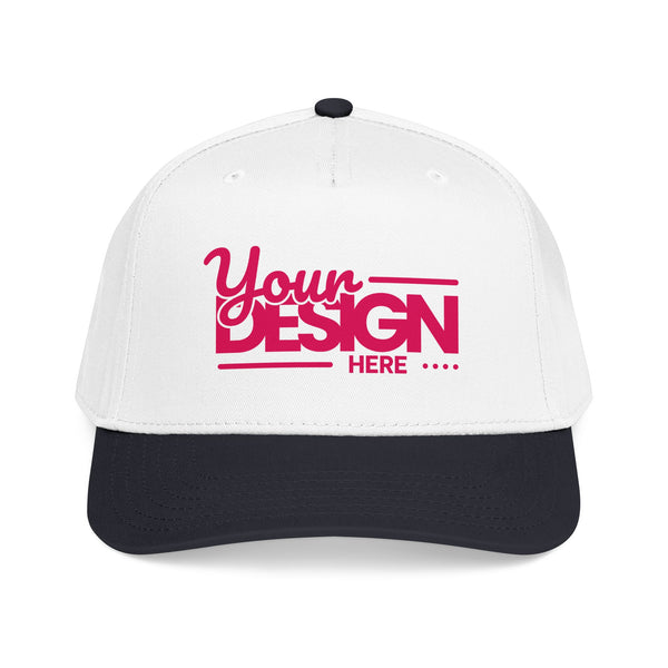 Custom Structured Baseball Cap – Personalized 5-Panel Snapback with Embroidered or Printed Design, Mid-Profile Custom Logo Ha