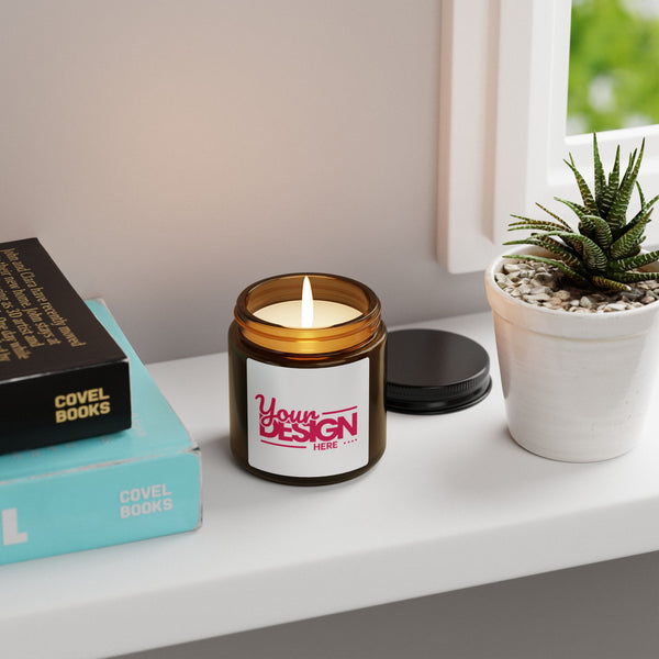 Scented Soy Candle - Customizable Amber Jar, Eco-Friendly Gift, Aromatherapy, Home Decor, Relaxation, Gift for Her