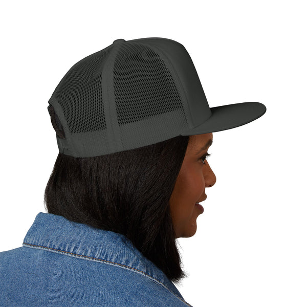 Custom Five-Panel Trucker Hat – Personalized High-Profile Mesh Snapback, Custom Logo Flat Bill Cap for Men & Women