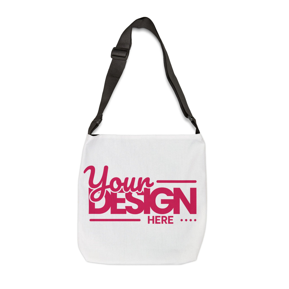 Adjustable Tote Bag – Customizable ‘Your Design Here’ Pink Logo Shoulder Tote, Personalized Reusable Bag for Work, Travel & Everyday Use