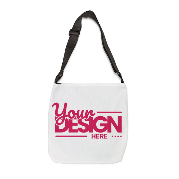 Adjustable Tote Bag – Customizable ‘Your Design Here’ Pink Logo Shoulder Tote, Personalized Reusable Bag for Work, Travel & Everyday Use