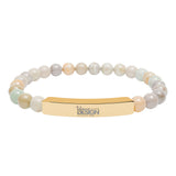 Unisex Engravable Natural Stone Bar Bracelet Stretch Beaded by Printify