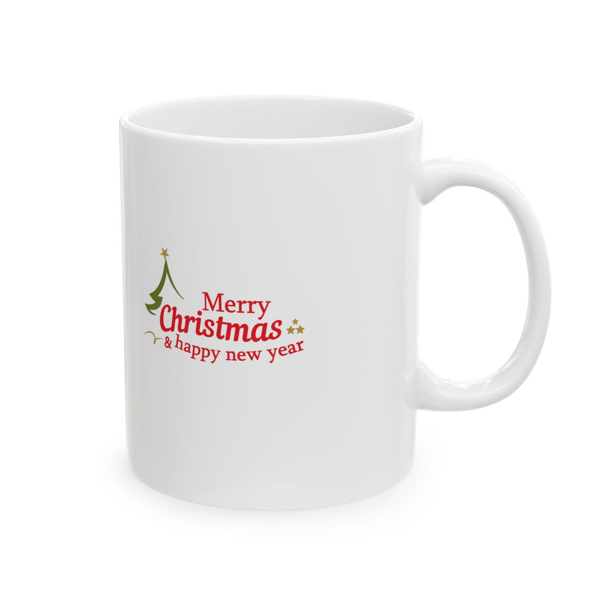 Christmas Greetings Ceramic Mug – 'Merry Christmas & Happy New Year' Holiday Coffee Cup (11oz, 15oz)