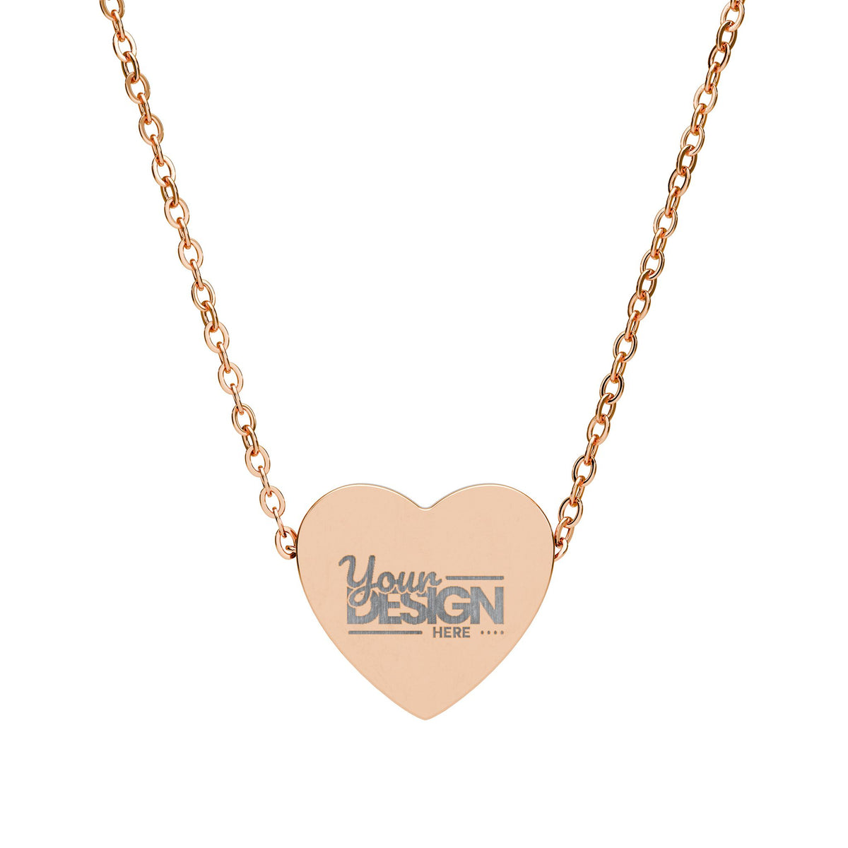 Engravable Heart Necklace Personalized Name Pendant Stainless Steel by Printify