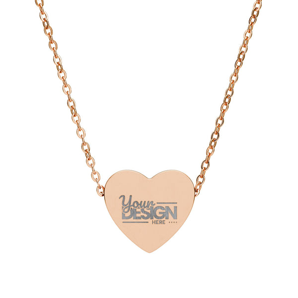 Engravable Heart Necklace Personalized Name Pendant Stainless Steel by Printify