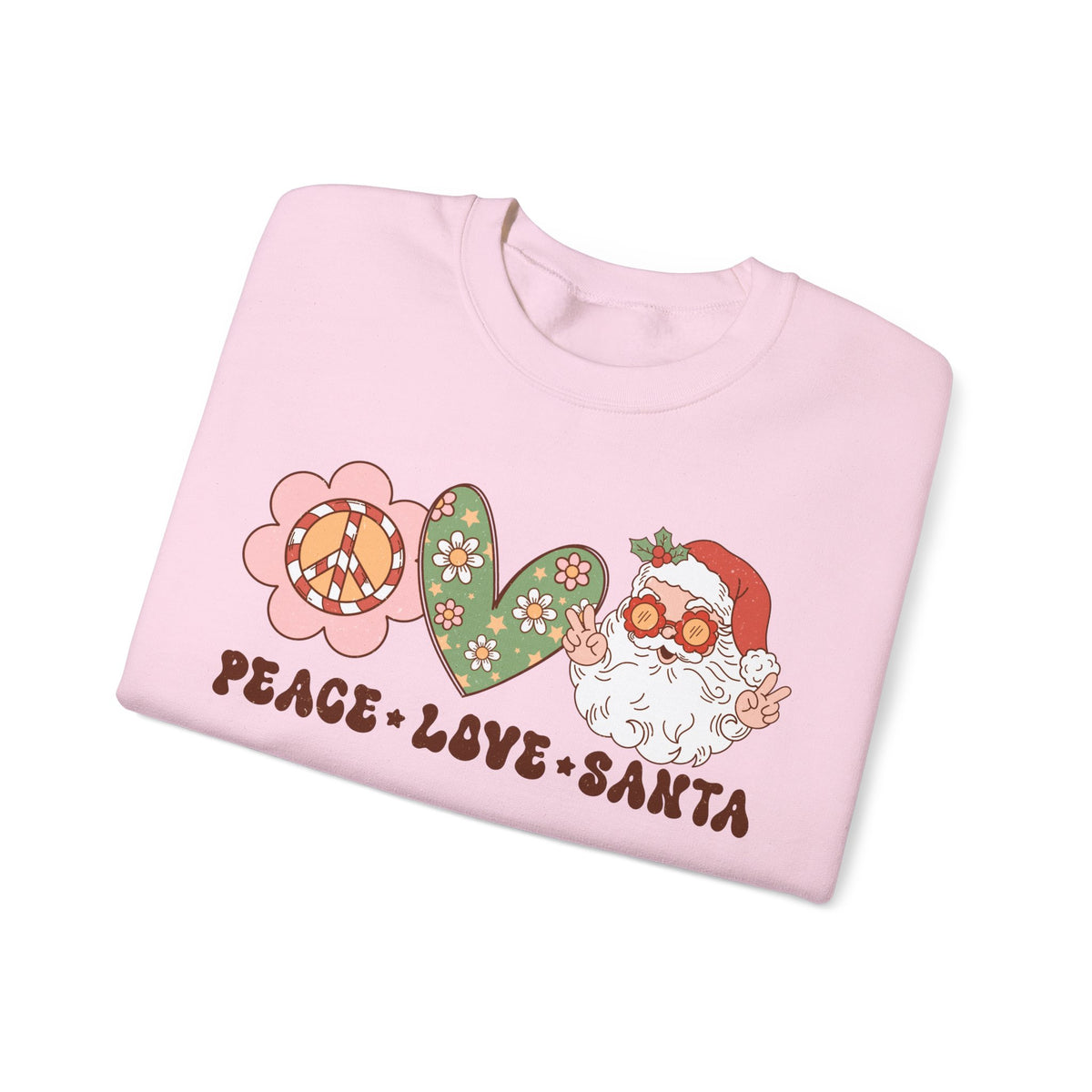 Peace Love Santa Crewneck Sweatshirt - Whimsical Santa Christmas Sweater - Holiday Spirit