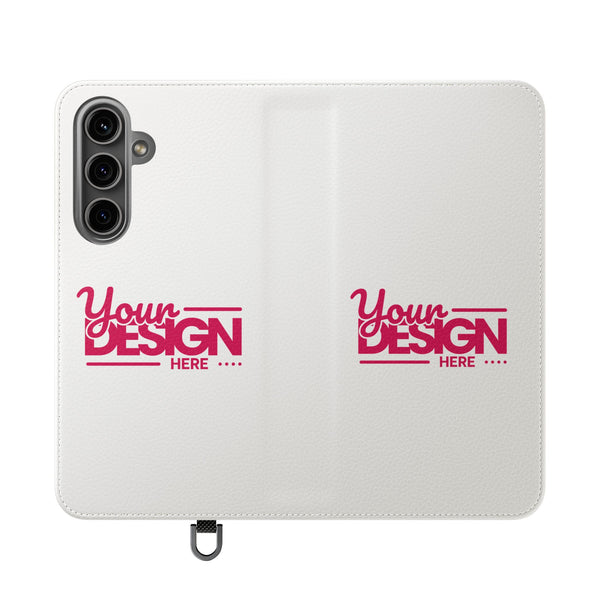 Customizable Flip Phone Wallet Case – ‘Your Design Here’ Folio Cover with Card Holder, Personalized Phone Case for Samsung