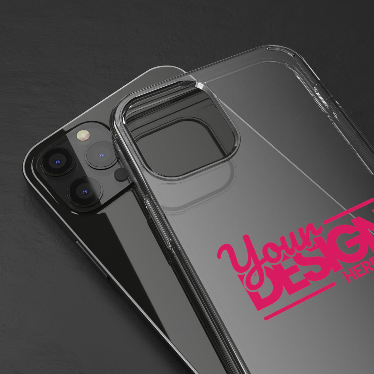 Clear Phone Case – Transparent Protective Cover with Custom Design (‘Your Design Here’), Personalized Case for iPhone
