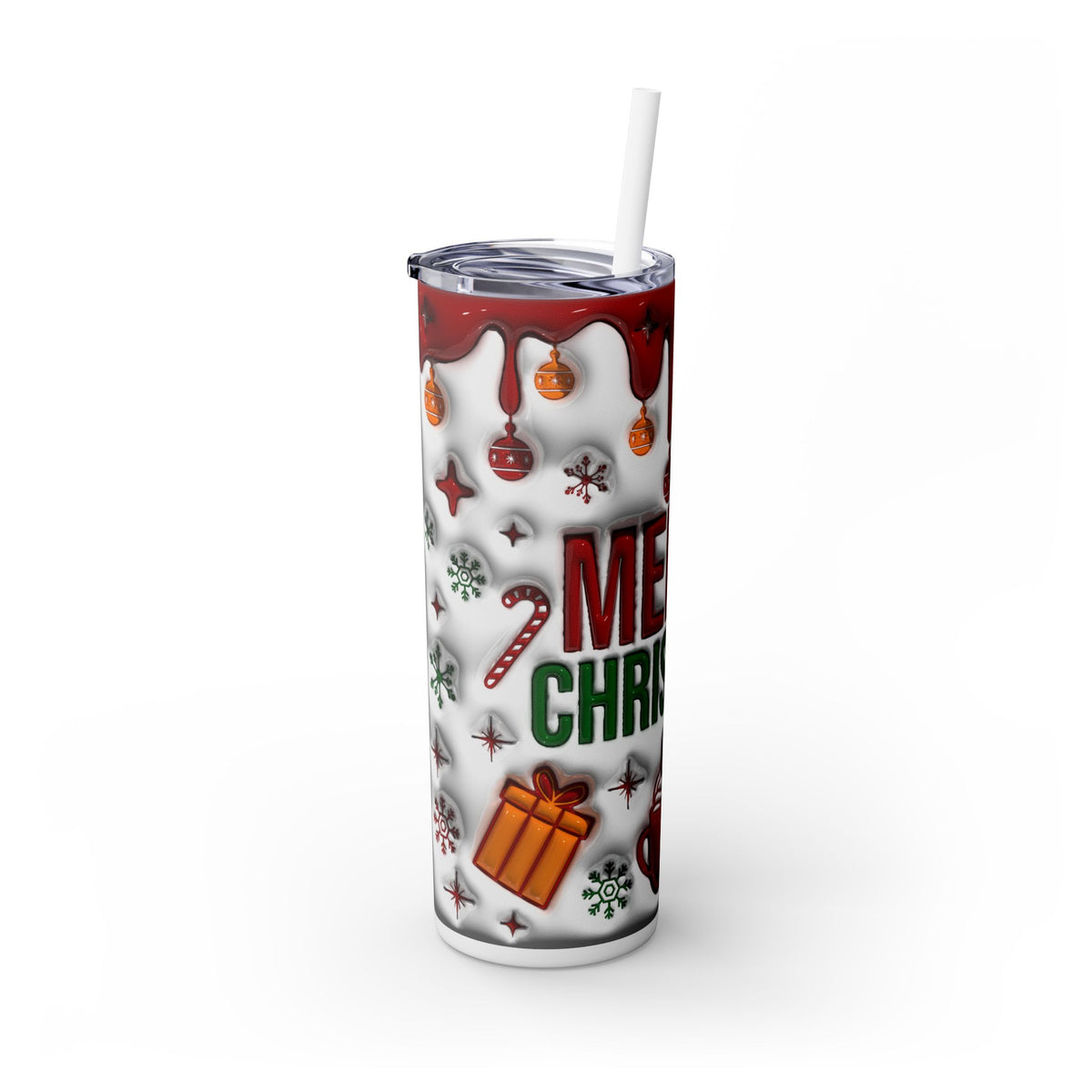 Merry Christmas Tumbler - Festive Holiday Decorations with Candy Canes, Snowflakes & More