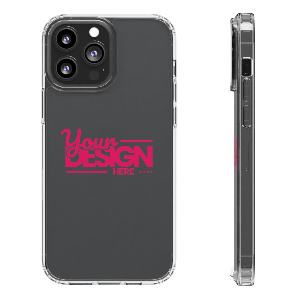 Clear Phone Case – Transparent Protective Cover with Custom Design (‘Your Design Here’), Personalized Case for iPhone