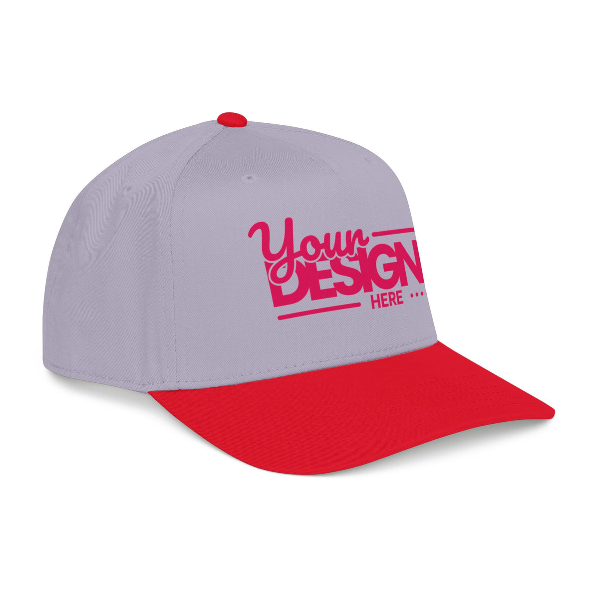 Custom Structured Baseball Cap – Personalized 5-Panel Snapback with Embroidered or Printed Design, Mid-Profile Custom Logo Ha