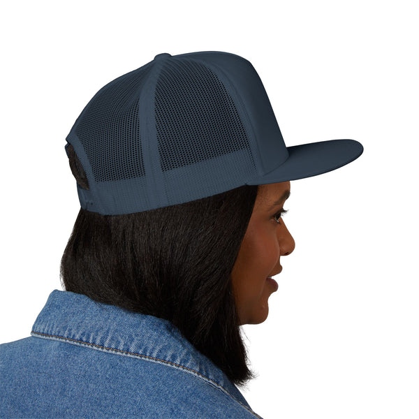 Custom Five-Panel Trucker Hat – Personalized High-Profile Mesh Snapback, Custom Logo Flat Bill Cap for Men & Women