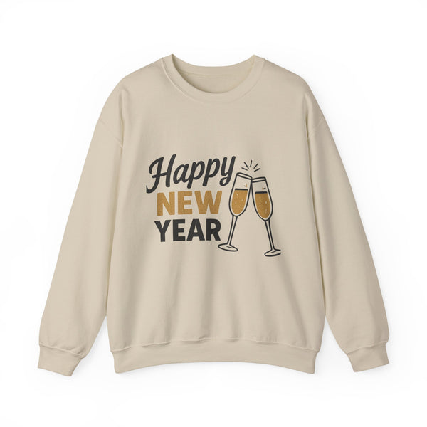 Happy New Year Crewneck Sweatshirt — Champagne Toast Holiday Pullover
