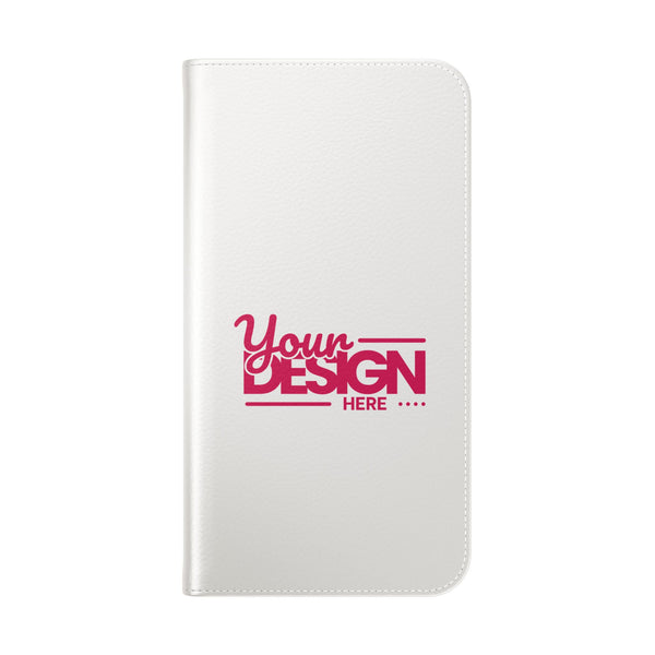 Customizable Flip Phone Wallet Case – ‘Your Design Here’ Folio Cover with Card Holder, Personalized Phone Case for iPhone