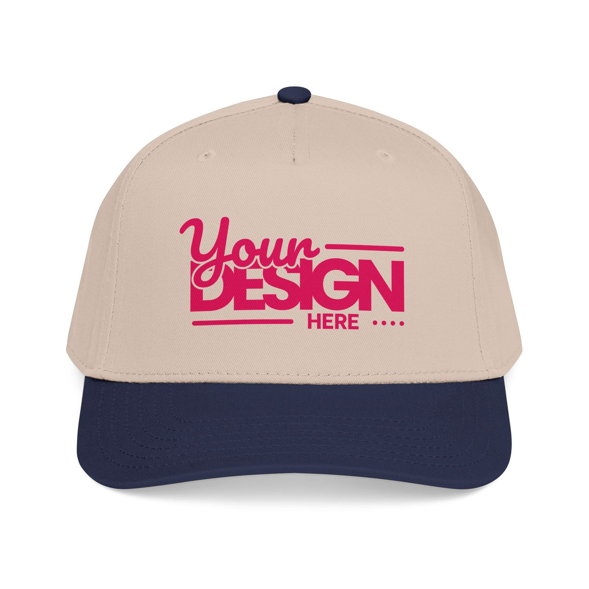 Custom Structured Baseball Cap – Personalized 5-Panel Snapback with Embroidered or Printed Design, Mid-Profile Custom Logo Ha