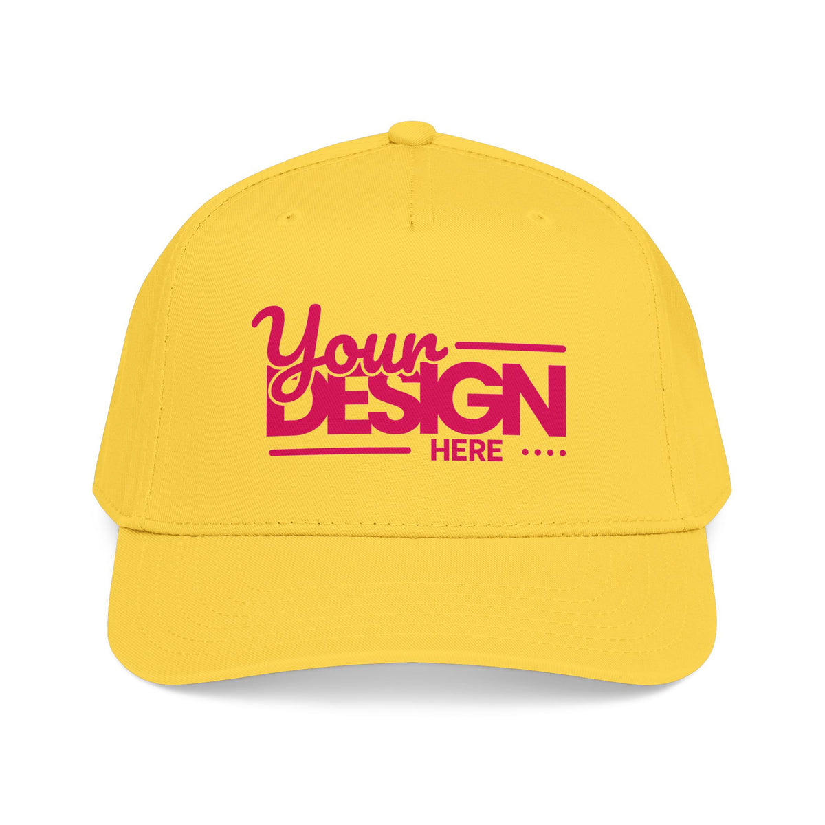 Custom Structured Baseball Cap – Personalized 5-Panel Snapback with Embroidered or Printed Design, Mid-Profile Custom Logo Ha