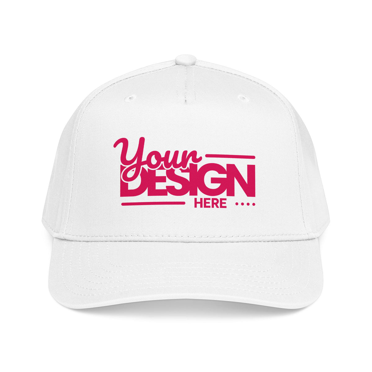 Custom Structured Baseball Cap – Personalized 5-Panel Snapback with Embroidered or Printed Design, Mid-Profile Custom Logo Ha