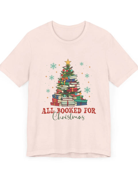 All Booked for Christmas T Shirt Festive Book Lover Christmas Tree Design