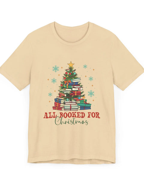 All Booked for Christmas T Shirt Festive Book Lover Christmas Tree Design