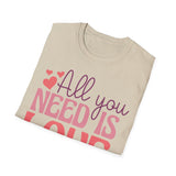 All You Need Is Love Valentine T-Shirt - Love Shirt - Heart Graphic Valentine's Tee