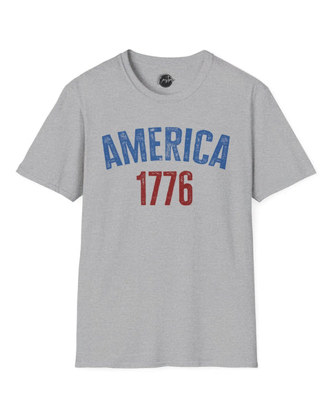 America 1776 Fourth Of July Shirt USA Flag Red White Blue Patriotic Tee