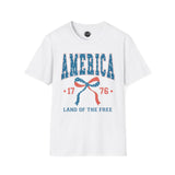 America 1776 Land of The FREE - 4th of July shirt, USA flag shirt, Red white blue tee, Patriotic - t-shirt, American