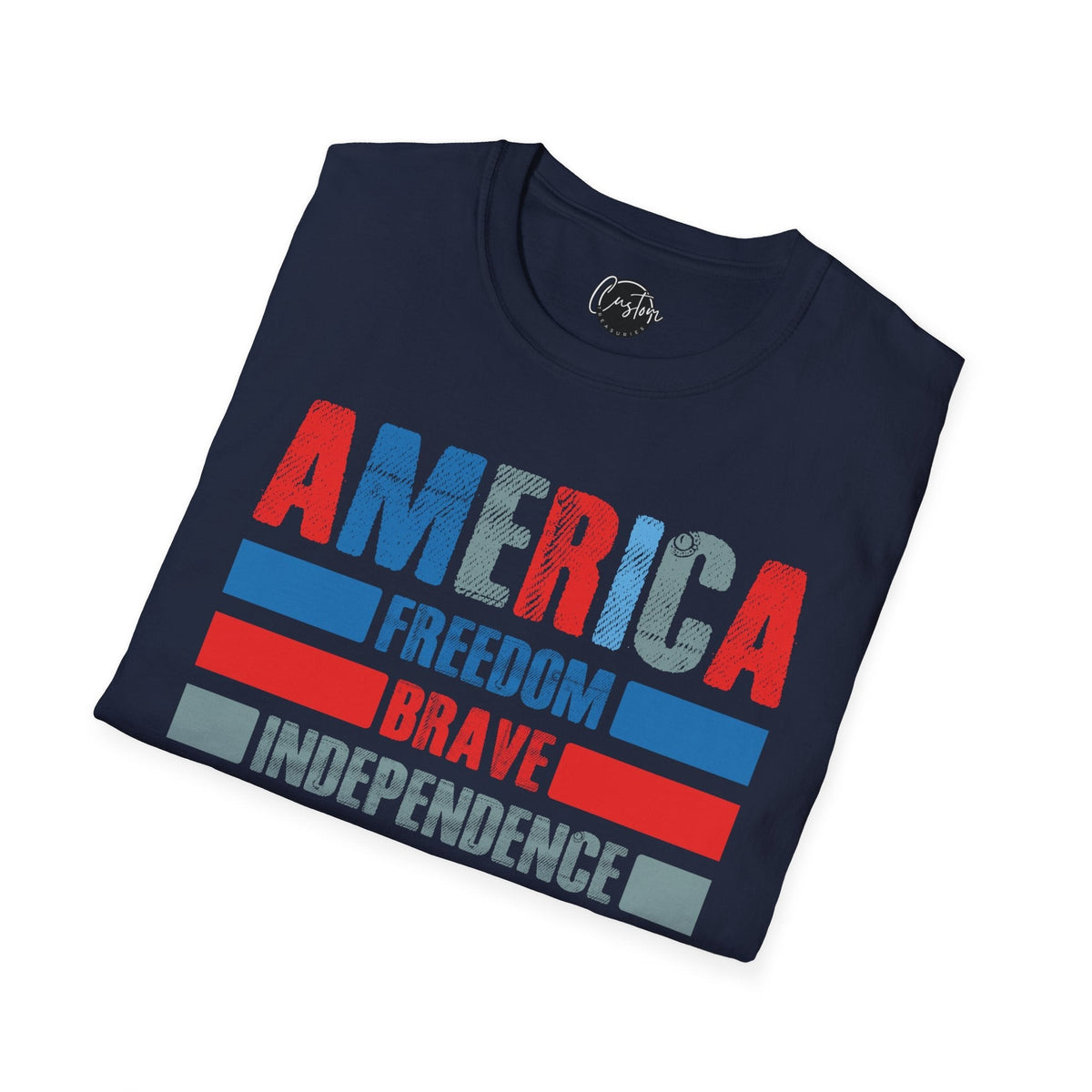 America, Independence, Freedom, Power & Brave - 4th of July shirt, USA flag shirt, Red white blue tee, Patriotic -