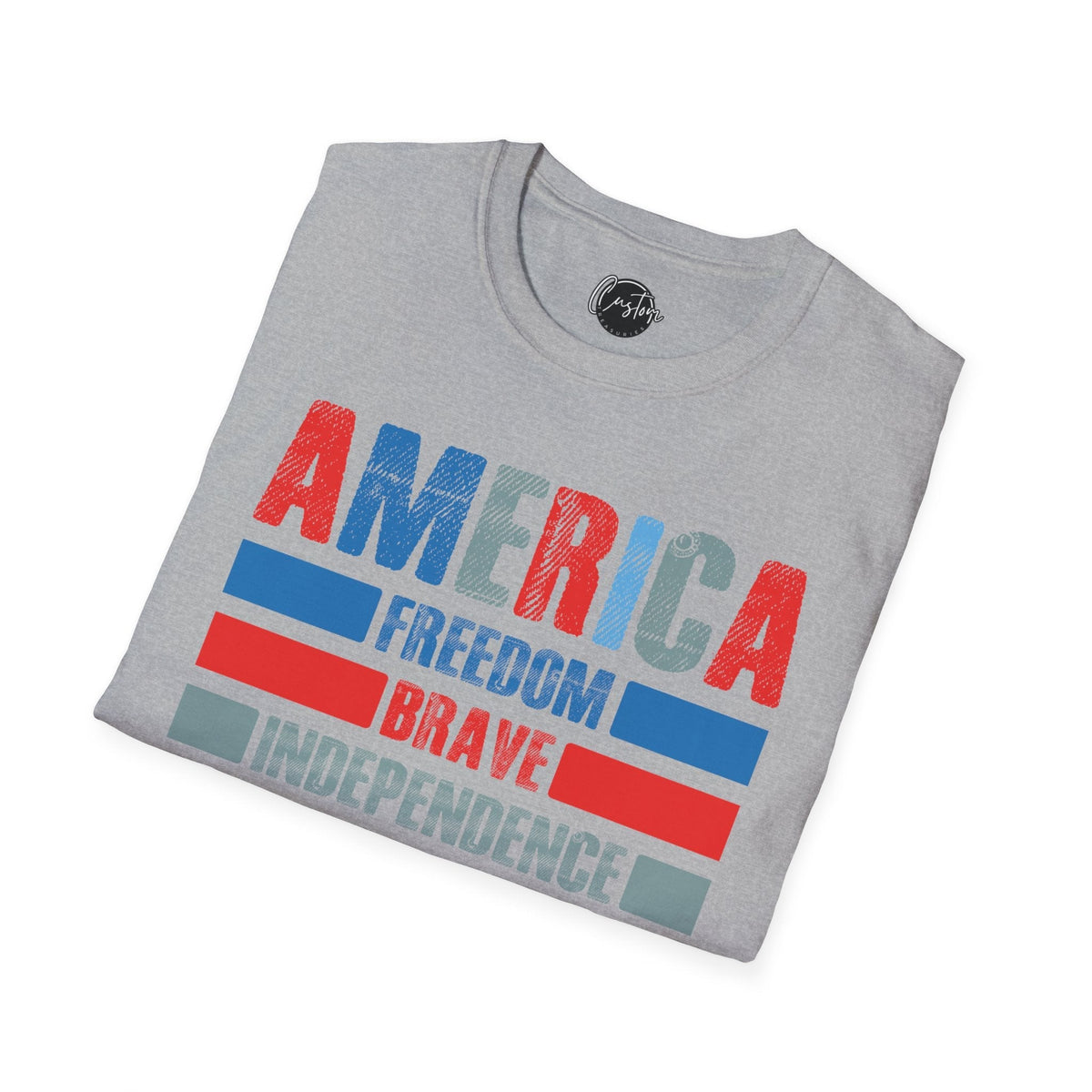 America, Independence, Freedom, Power & Brave - 4th of July shirt, USA flag shirt, Red white blue tee, Patriotic -