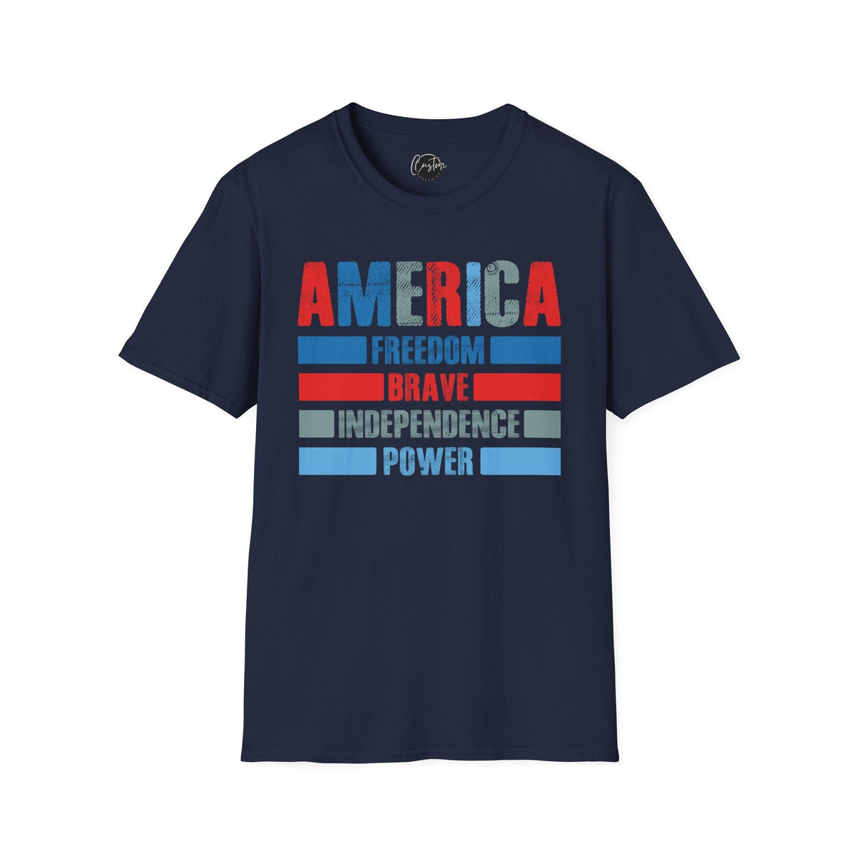 America, Independence, Freedom, Power & Brave - 4th of July shirt, USA flag shirt, Red white blue tee, Patriotic -