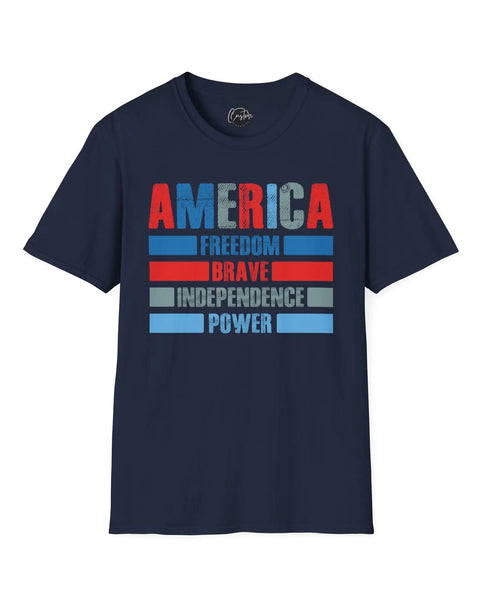 America Independence Freedom Power Brave 4th of July USA Flag Shirt Patriotic