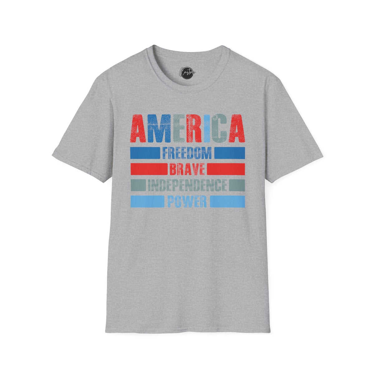 America, Independence, Freedom, Power & Brave - 4th of July shirt, USA flag shirt, Red white blue tee, Patriotic -