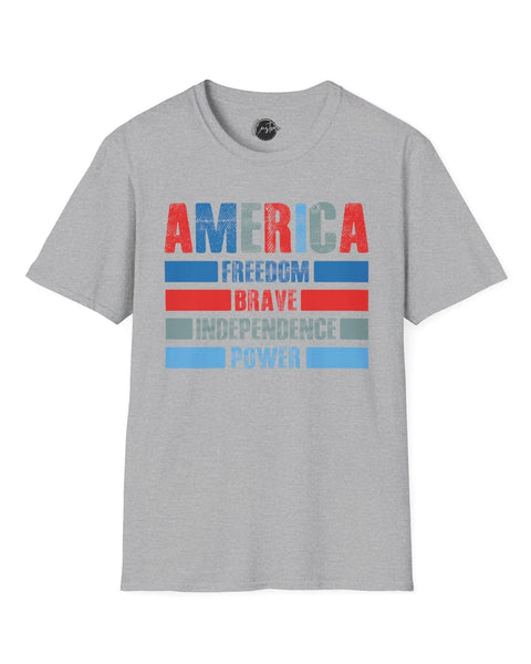 America Independence Freedom Power Brave 4th of July USA Flag Shirt Patriotic