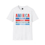 America, Independence, Freedom, Power & Brave - 4th of July shirt, USA flag shirt, Red white blue tee, Patriotic - t-shirt, American pride tee