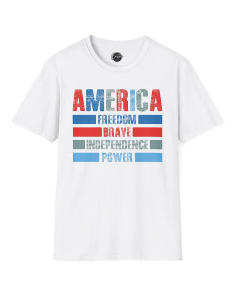America Independence Freedom Power Brave 4th of July USA Flag Shirt Patriotic