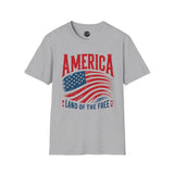 America Land of the Free - 4th of July shirt, USA flag shirt, Red white blue tee, Patriotic - t-shirt, American pride tee