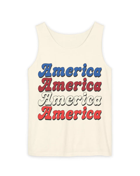 America Unisex Garment Dyed Tank Top 100 Percent Ring Spun US Cotton Relaxed Fit