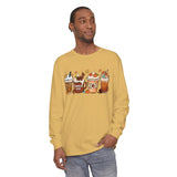 Autumn Vibes Pumpkin Spice Latte Lovers Long Sleeve T-Shirt - Cozy Fall Coffee Art Tee