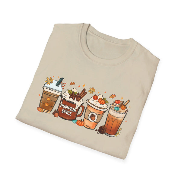 Autumn Vibes Pumpkin Spice Latte Lovers T-Shirt - Cozy Fall Coffee Art Tee