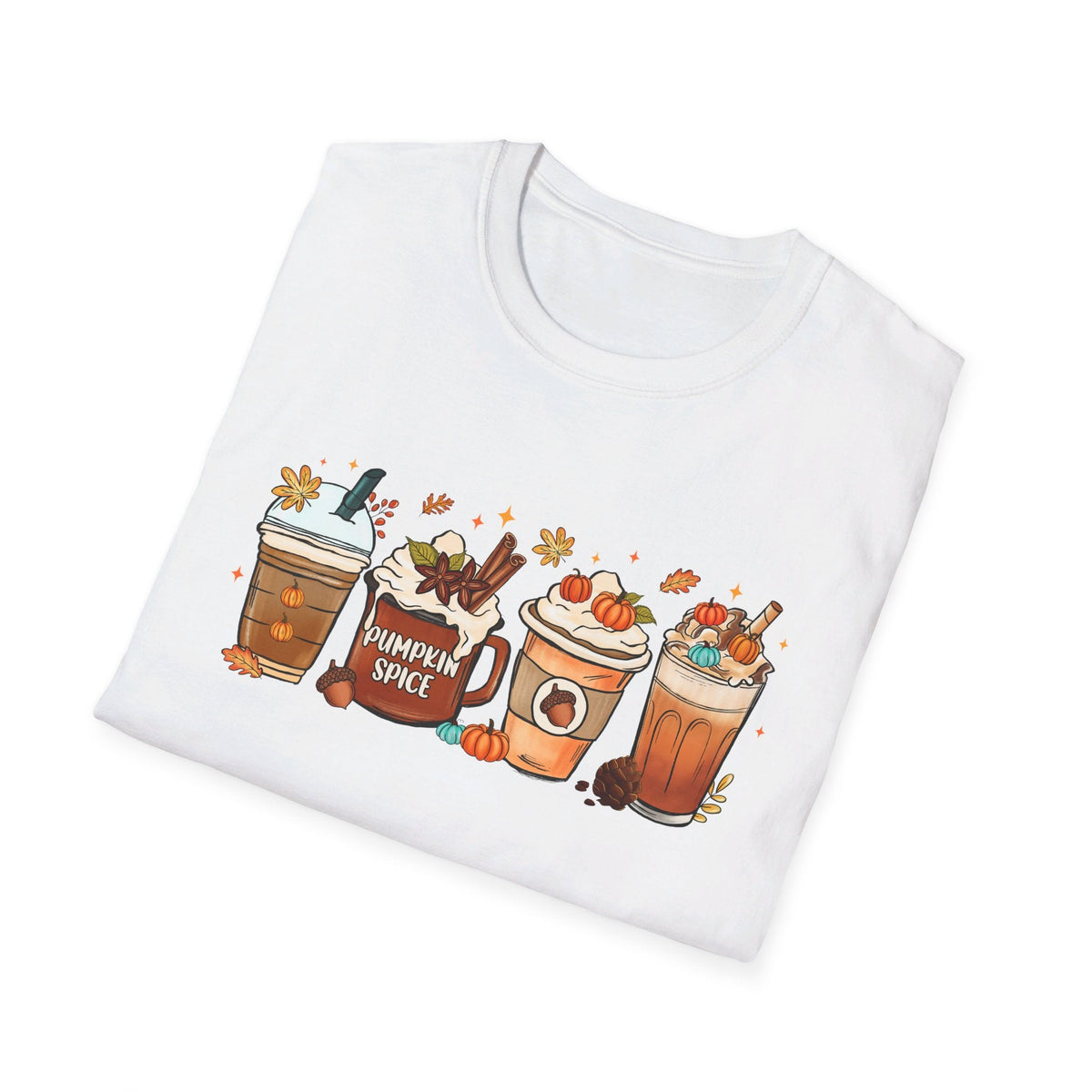 Autumn Vibes Pumpkin Spice Latte Lovers T-Shirt - Cozy Fall Coffee Art Tee