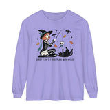 Autumn Witch Cat Halloween Long Sleeve T-Shirt - Skeleton & Ghost Companion Graphic Tee