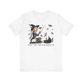 Autumn Witch Cat Halloween Shirt - Skeleton & Ghost Companion Graphic Tee