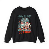 Baby It's Cold Outside Sweatshirt – Cozy Christmas Graphic Tee with Holiday Elf and Winter Scene